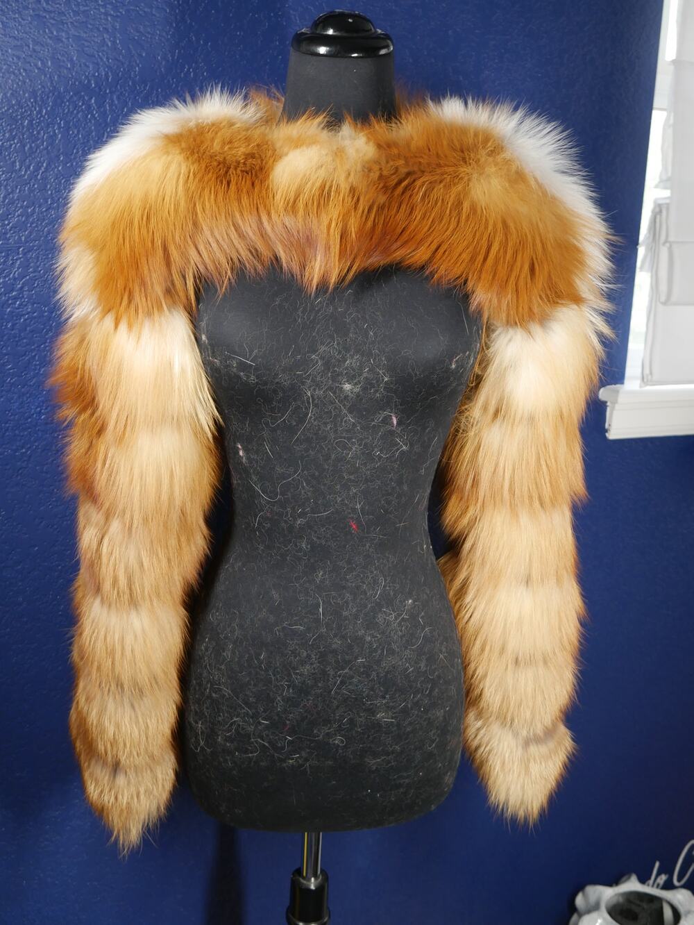 Gorgeous as seen on the runway red fox fur shoulder Bolero coat jacket